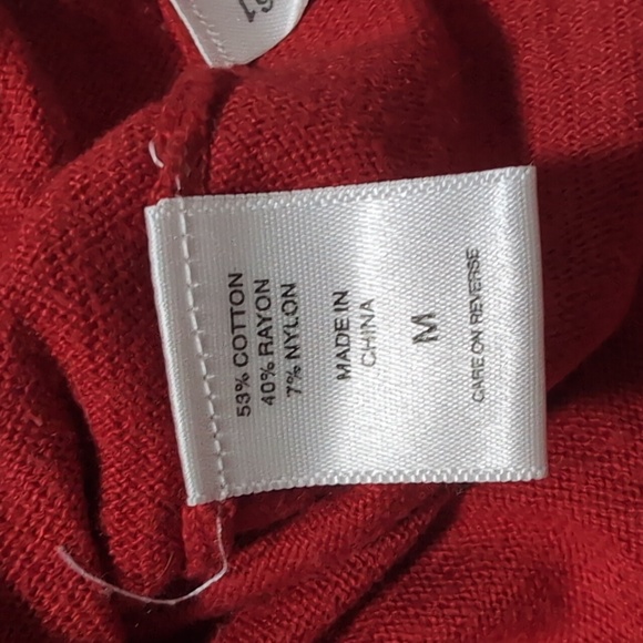 New York & Company Red Ruffle Trim Cardigan Sweater Long Sleeve Knit Top Medium - Picture 5 of 5